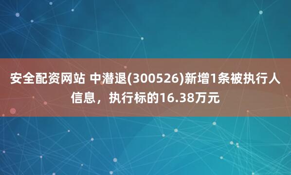 安全配资网站 中潜退(300526)新增1条被执行人信息,执行标的16.38万元